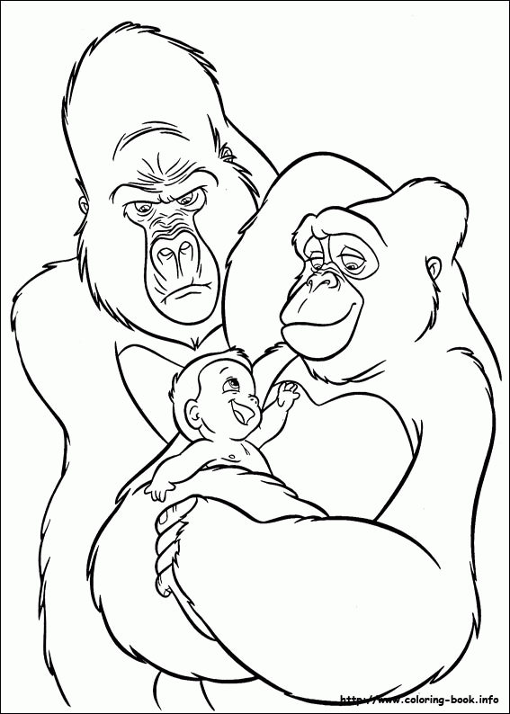 Kolorowanka Gorila i Jej Młode - Pobierz i Drukuj kolorowanka do druku